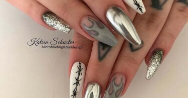 12. NAILS IN SILVER WITH FLAMES