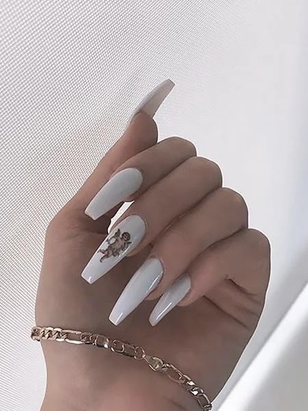 Gray Angel Ballerina Nails