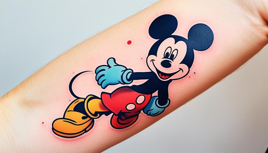 mickey mouse colorful tattoo