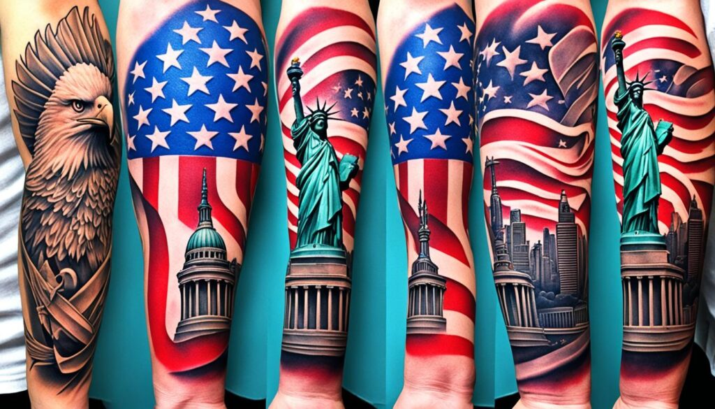 patriotic sleeve tattoo