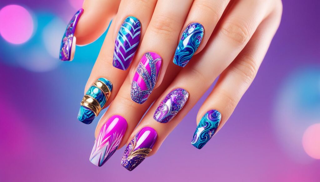 vibrant acrylic nails
